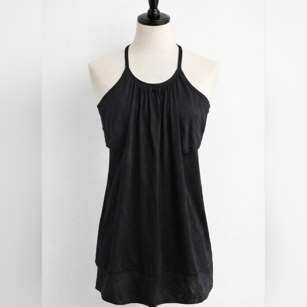 LULULEMON No Limits Tank Top Black Loose Fit W Build In Bra Size 8